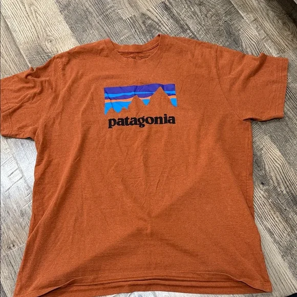 Patagonia Orange Short Sleeve Tee with Logo - Picture 1 of 3